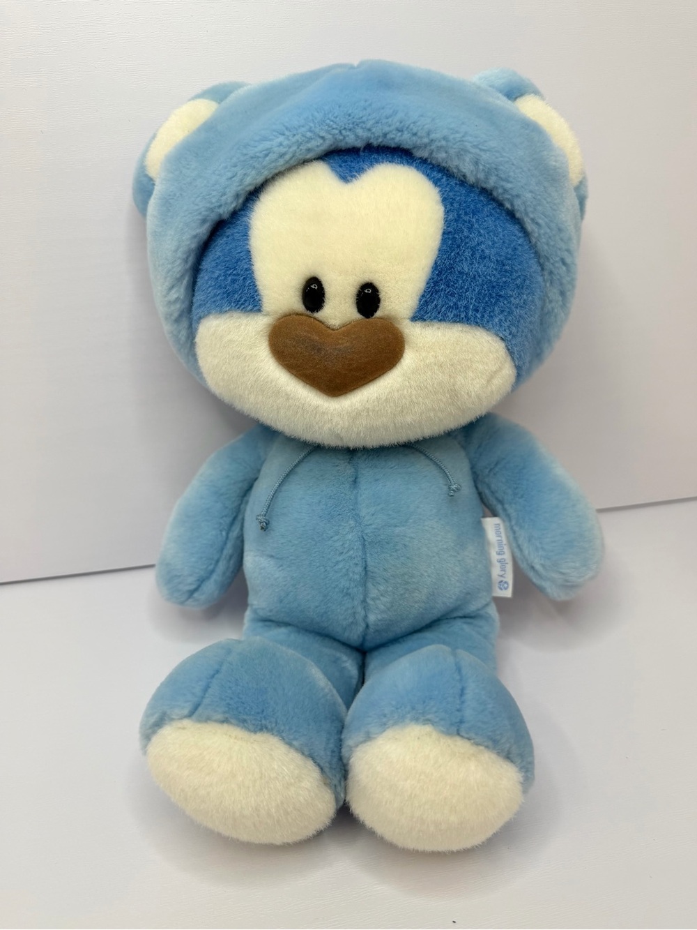 Vintage Morning Glory Blue Bear Plush Hooded Kawaii Blue Teddy Bear Stuffed Toy